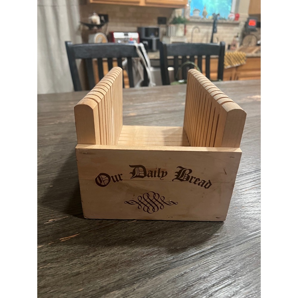 Vintage Wooden Bread Slicer Guide Our Daily Bread Farmhouse Kitchen Tool